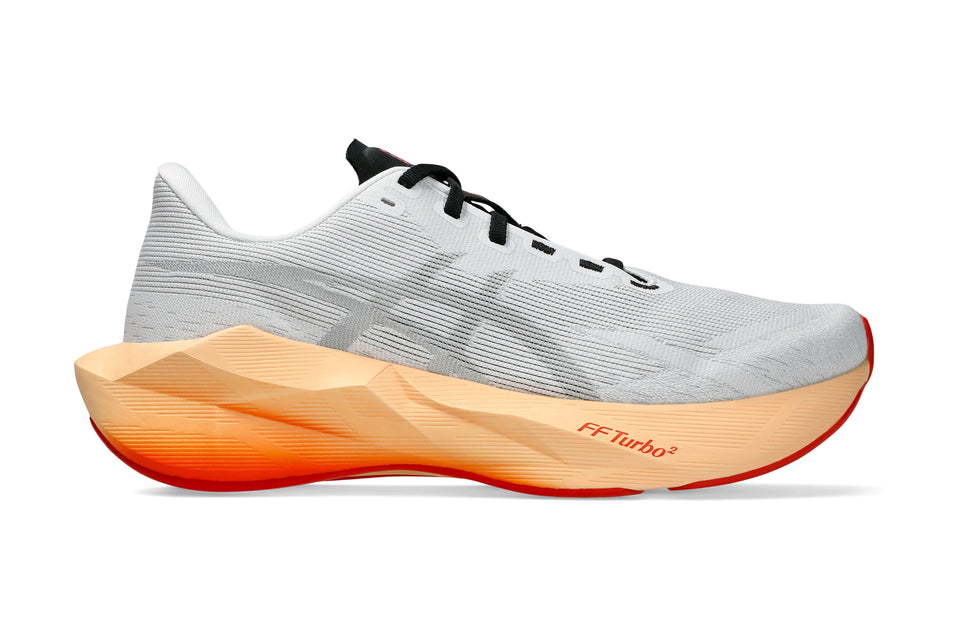 LANÇAMENTO - Tênis de Corrida Asics Novablast 6 - Branco / Laranja - Masculino