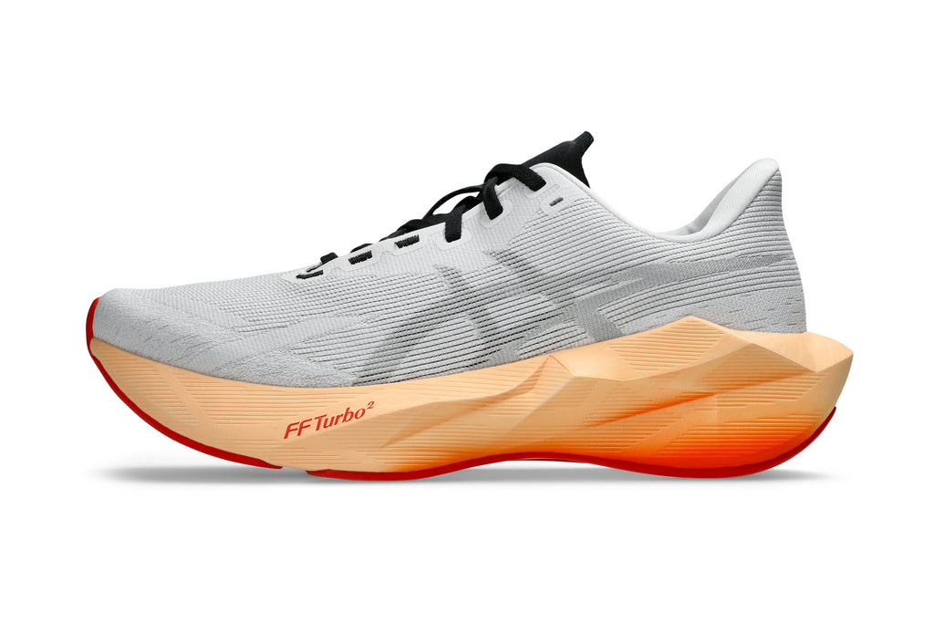 LANÇAMENTO - Tênis de Corrida Asics Novablast 6 - Branco / Laranja - Masculino