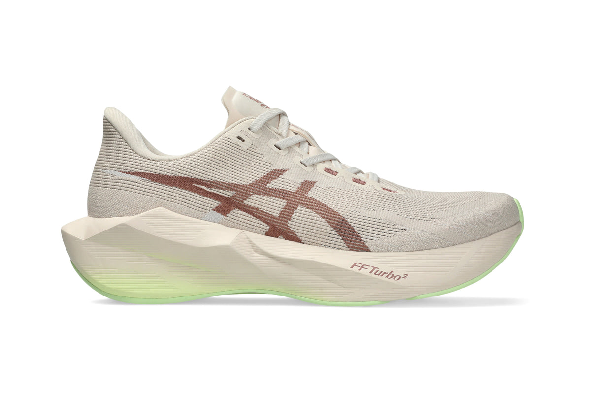 LANÇAMENTO - Tênis de Corrida Asics Novablast 6 - Bege / Marrom / Verde - Feminino