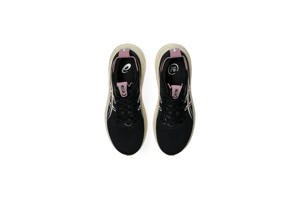 LANÇAMENTO - Tênis de Corrida Asics Gel Nimbus 28 - Preto / Bege / Laranja - Feminino