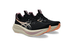 LANÇAMENTO - Tênis de Corrida Asics Gel Nimbus 28 - Preto / Bege / Laranja - Feminino
