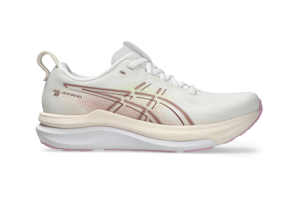 LANÇAMENTO - Tênis de Corrida Asics Gel-Kayano 33 - Branco / Lilás - Feminino
