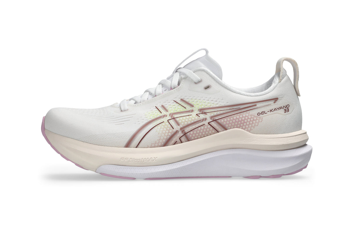 LANÇAMENTO - Tênis de Corrida Asics Gel-Kayano 33 - Branco / Lilás - Feminino