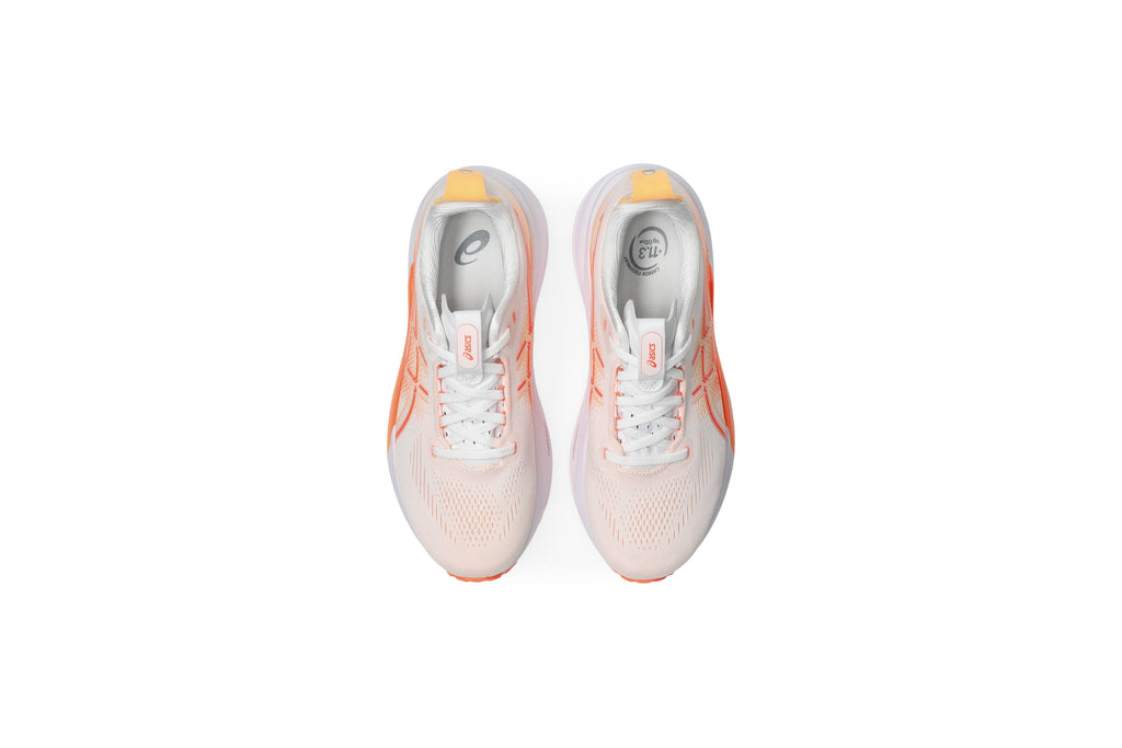 LANÇAMENTO - Tênis de Corrida Asics Gel-Kayano 33 - Bege / Laranja / Branco - Feminino