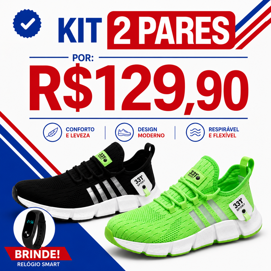 New Tênis Run - Respirável e Ultra Resistente (COMPRE 1 LEVE 2)
