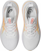 LANÇAMENTO - Tênis de Corrida Asics Gel Nimbus 28 - Branco / Laranja - Feminino