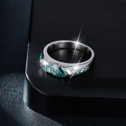 Anillo de diamantes de moissanita con magnetología en plata 925